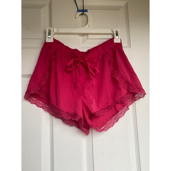 aerie Pants - Aerie Pink Satin Lace Lounge Shorts